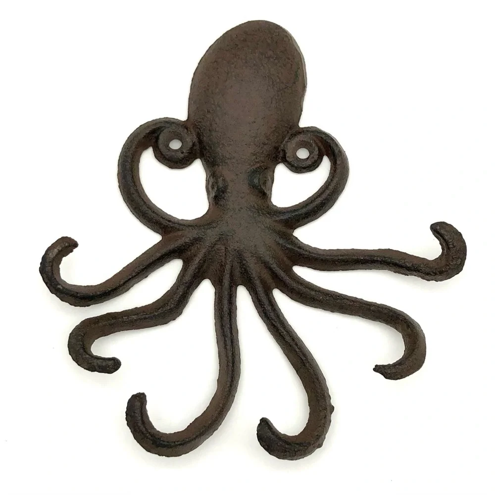 Nautical Cast Iron Wall Hooks Seahorse Octopus Tentacle Whale Ocean Beach